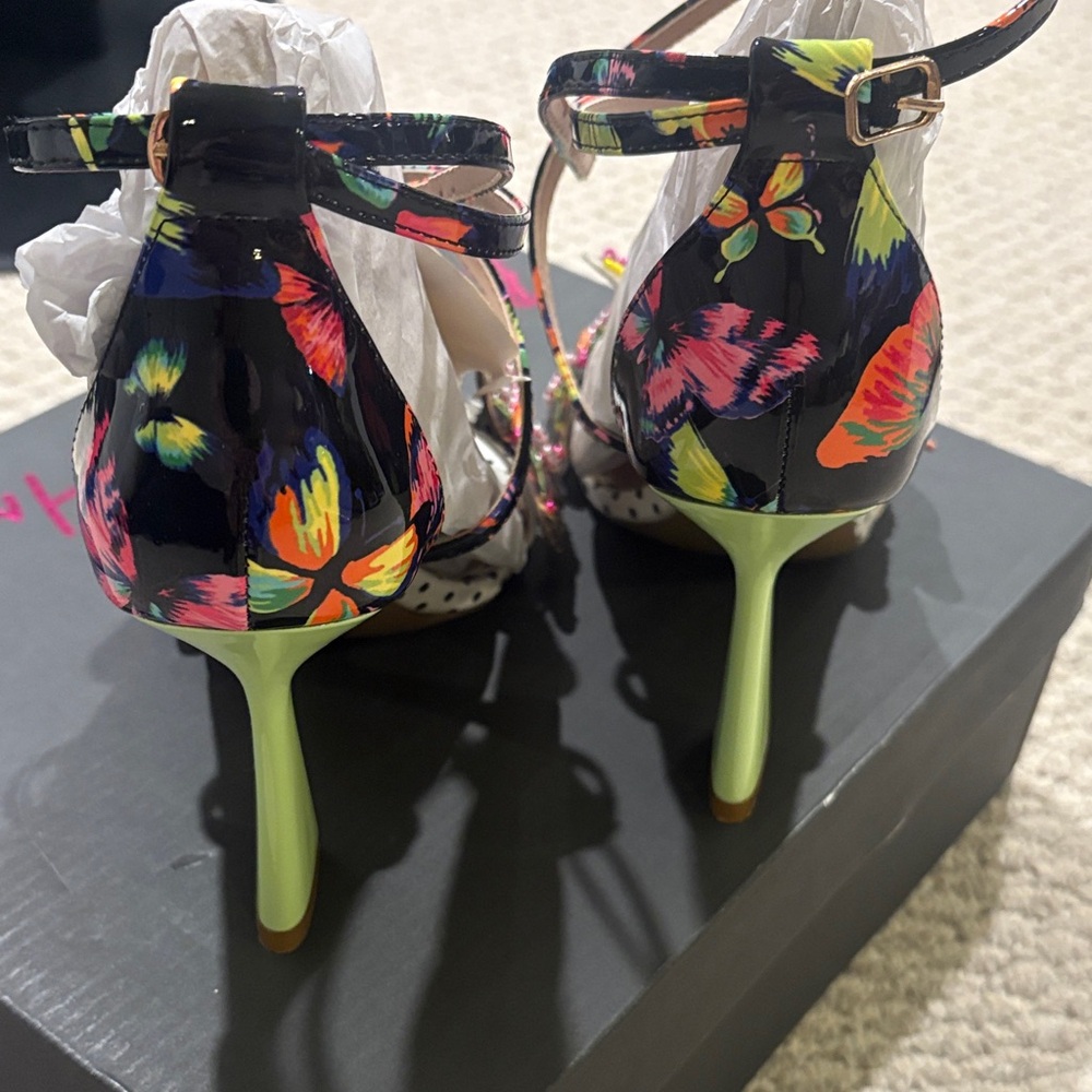 Betsey Johnson Multicolor Butterfly Embellished Strappy Heels - Picture 5 of 6